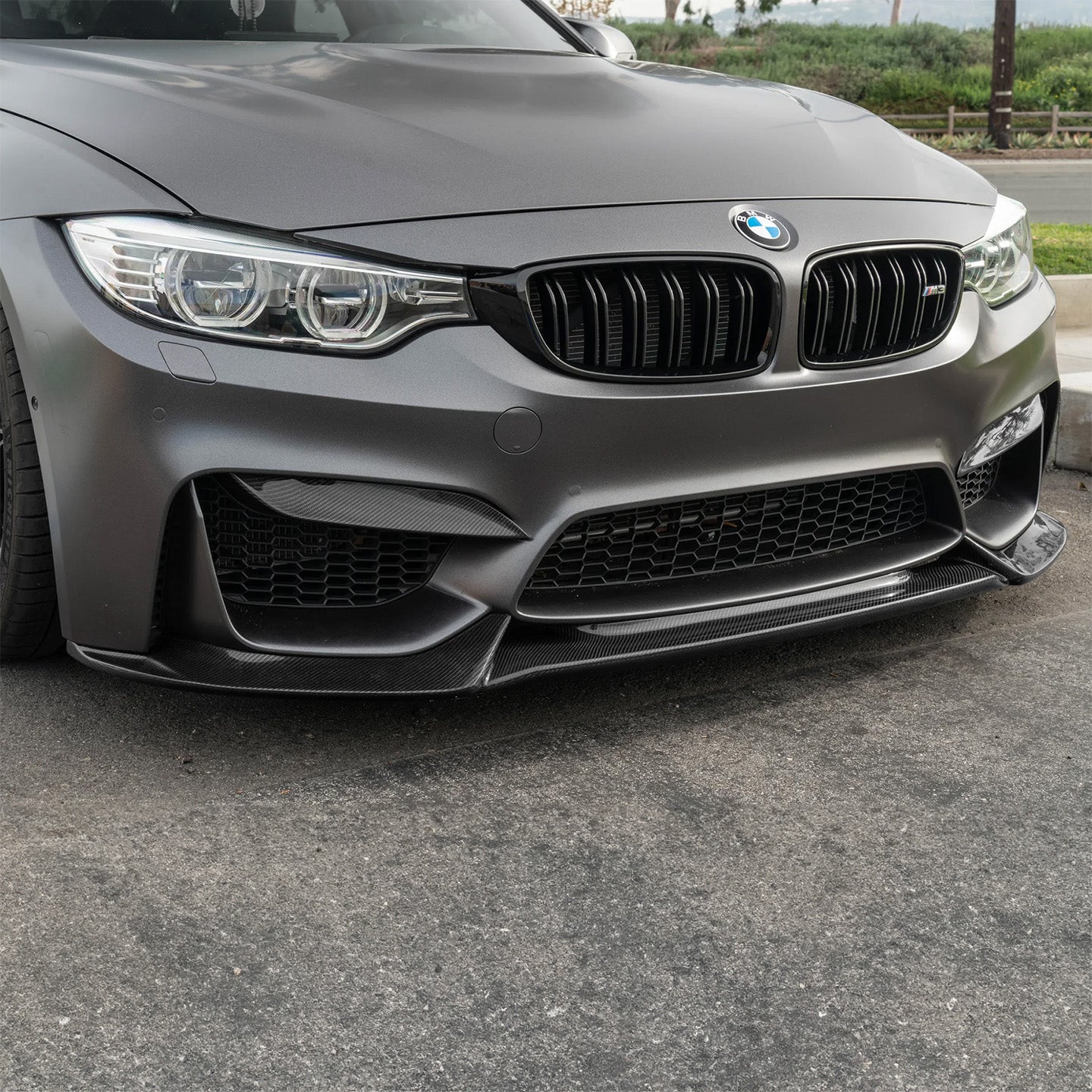 BMW M4 F82 with Carbon Fibre VR Front Splitter Installed - Side View