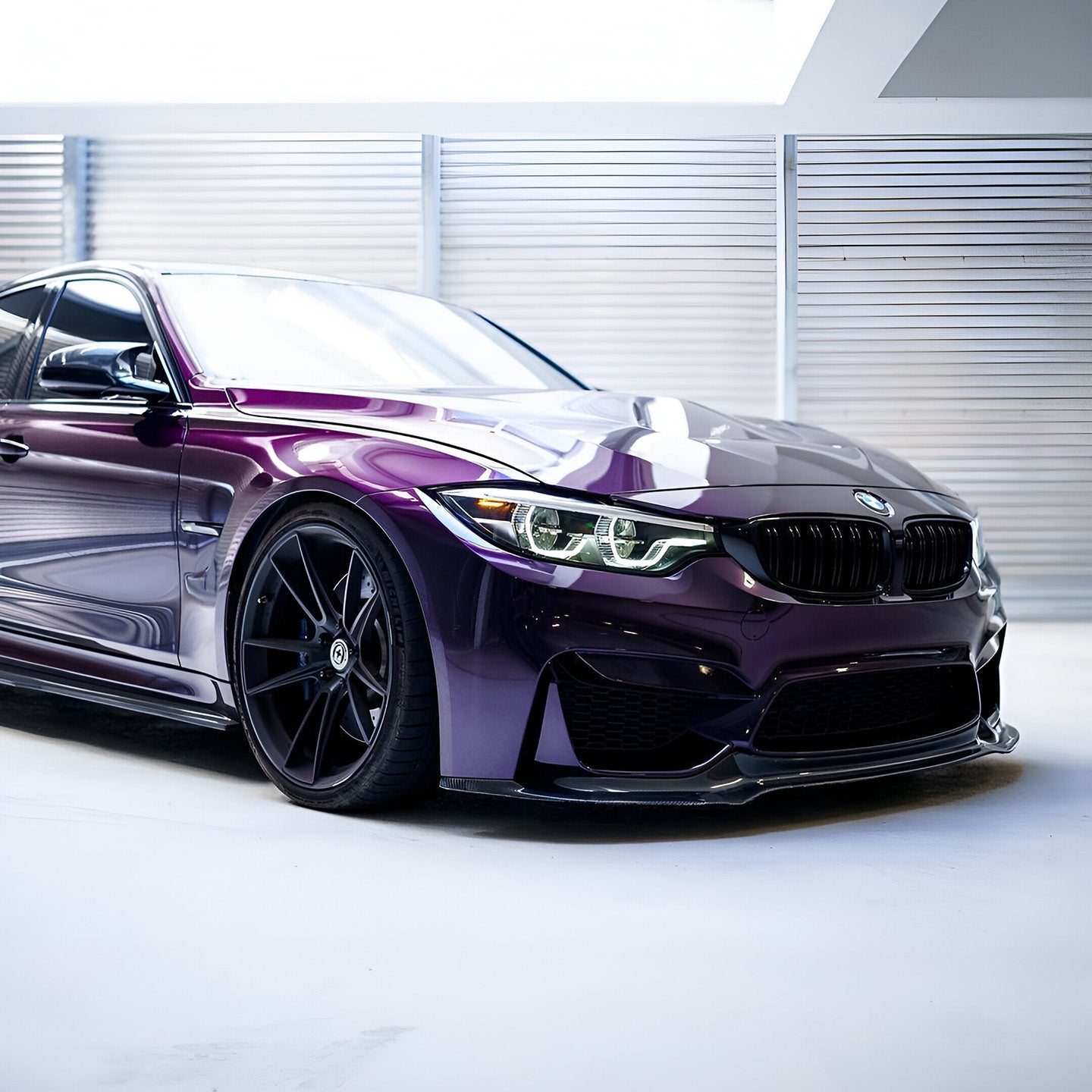 BMW M3 F80 with Carbon Fibre Vorsteiner Front Splitter Installed - Side View