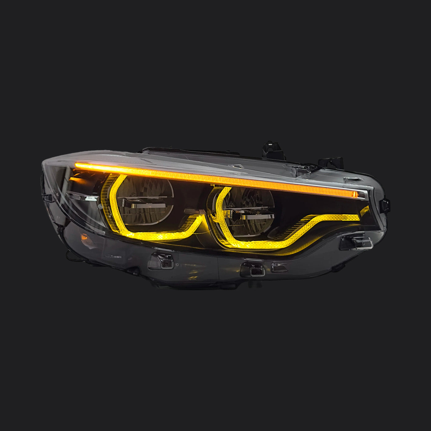 Ikon Style LCI Headlight Set for BMW M3 & M4 (F80/F82/F83) – Product View Yellow DRL Indicating
