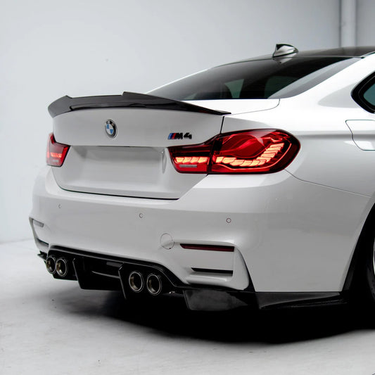 BMW M4 F82 with Carbon Fibre Ducktail Rear Spoiler Installed - Rear View