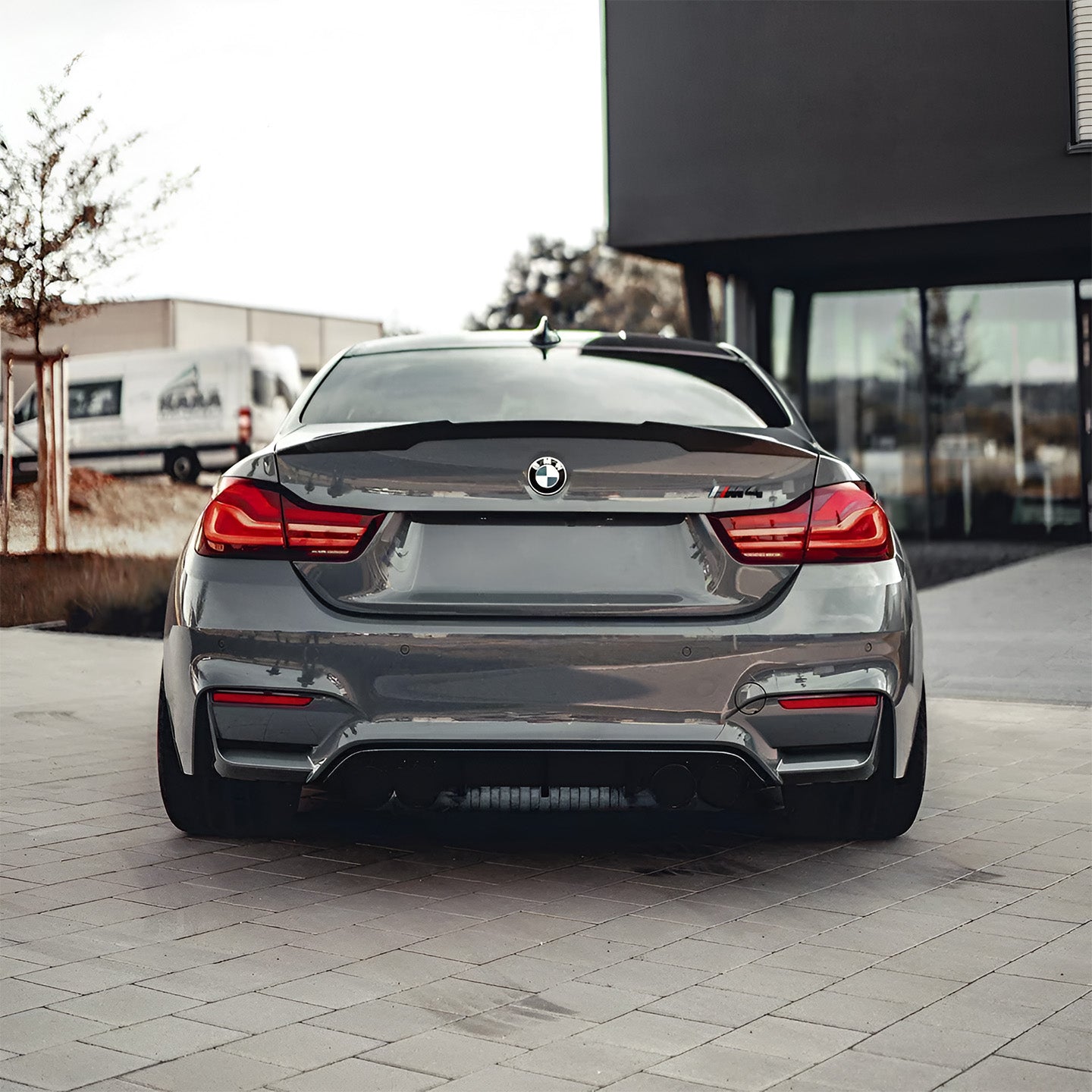 BMW M4 F82 with Carbon Fibre 'M4 Style' Rear Spoiler Installed - Rear View