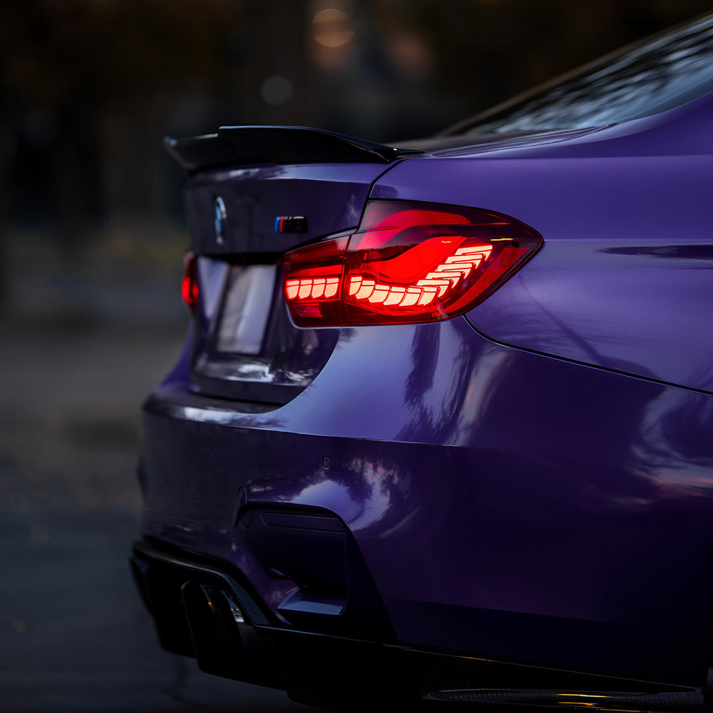 Side View of GTS Style OLED Tail Lights Installed on BMW M4 F83