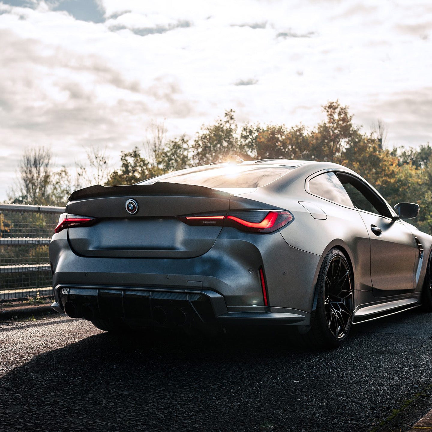 BMW M4 G82 with Carbon Fibre Ducktail Rear Spoiler Installed - Rear View