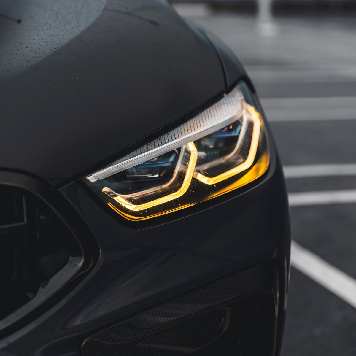 Angled View of CSL Yellow DRL LED Modules for BMW M8