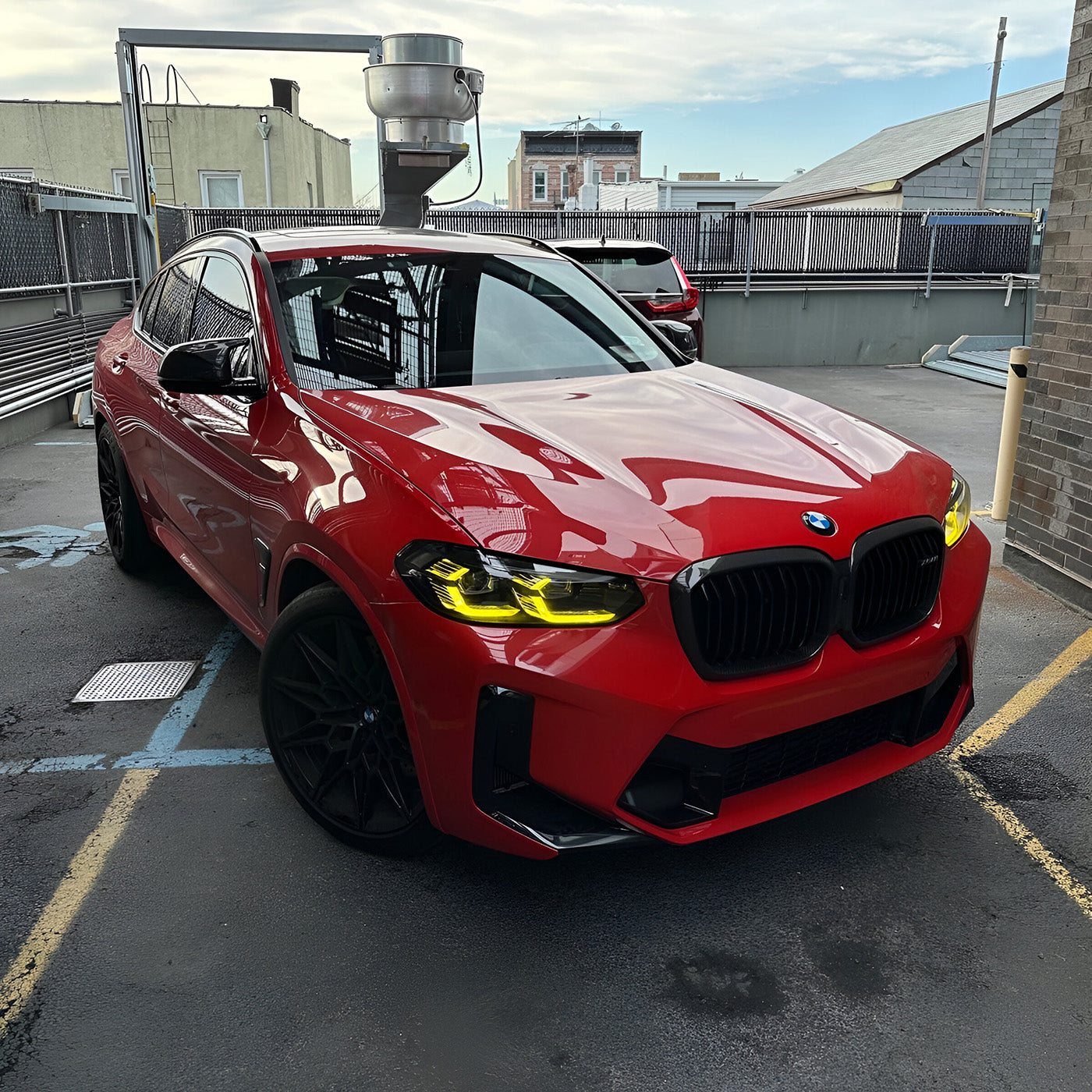 Angled View of CSL Yellow DRL LED Modules for BMW X3M & X4M