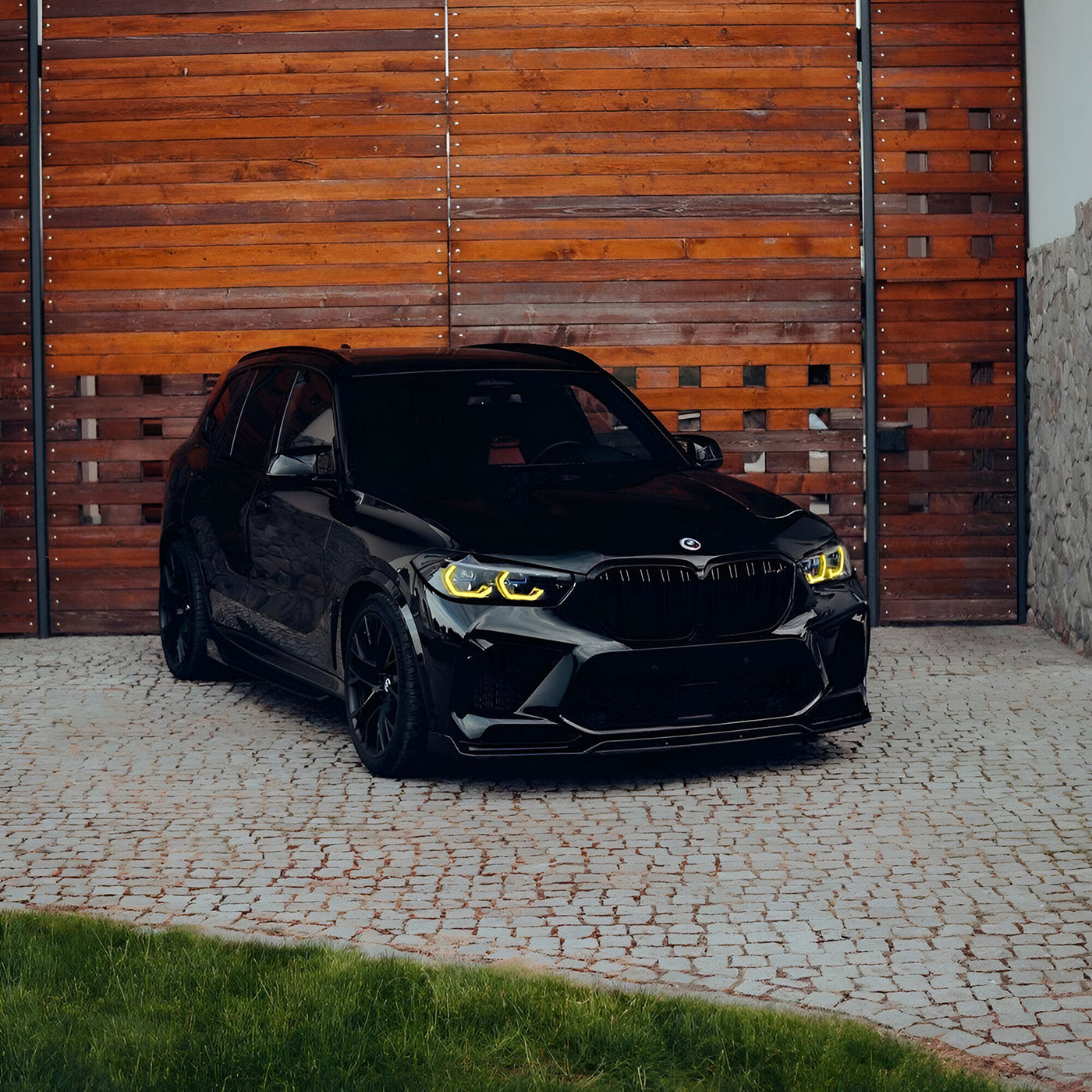 Side View of CSL Yellow DRL Modules Installed on BMW X6M F96