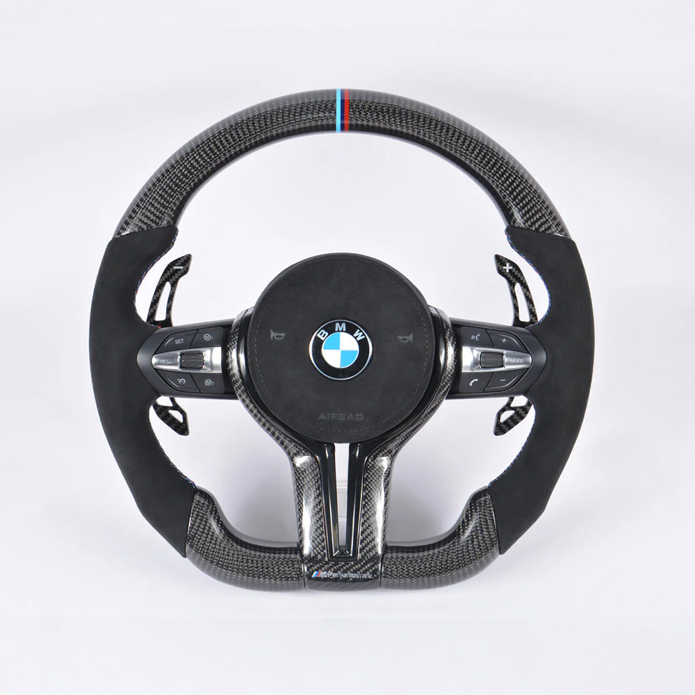 Angle View of Custom Carbon Fibre Steering Wheel for BMW F Series