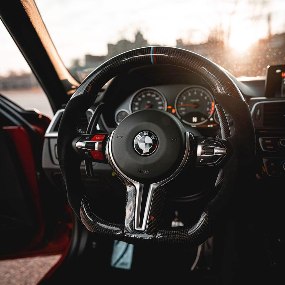 BMW F80 with Custom Carbon Fibre Steering Wheel Installed - Front View