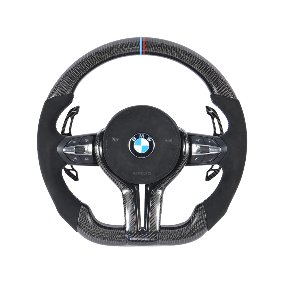 Customisable Carbon Fibre Steering Wheel for BMW F Series - Transparent View