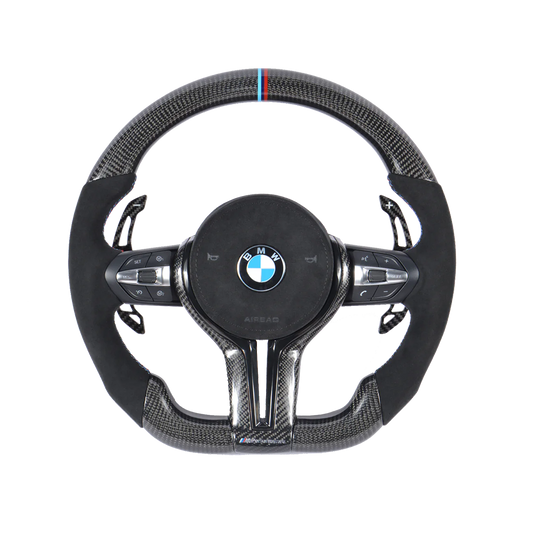 Customisable Carbon Fibre Steering Wheel for BMW F Series - Transparent View