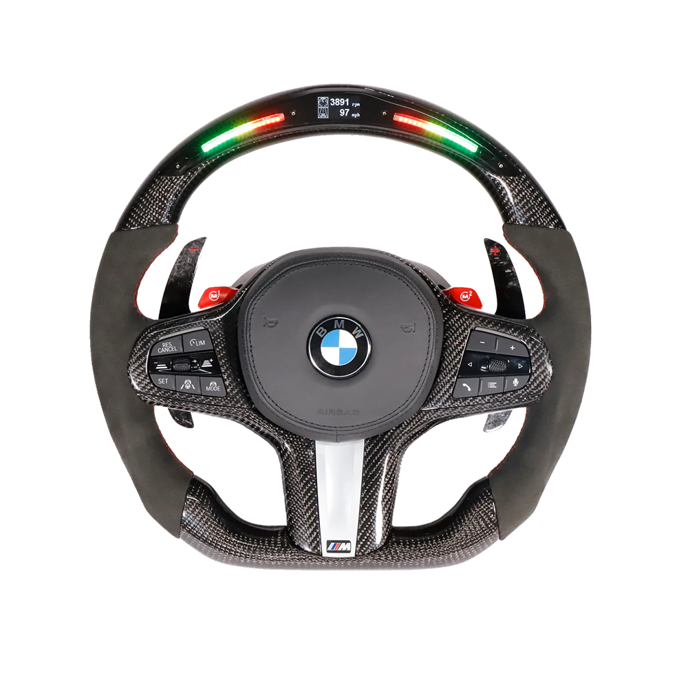 Customisable Carbon Fibre Steering Wheel for BMW G Series - Transparent View