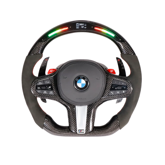 Customisable Carbon Fibre Steering Wheel for BMW G Series - Transparent View