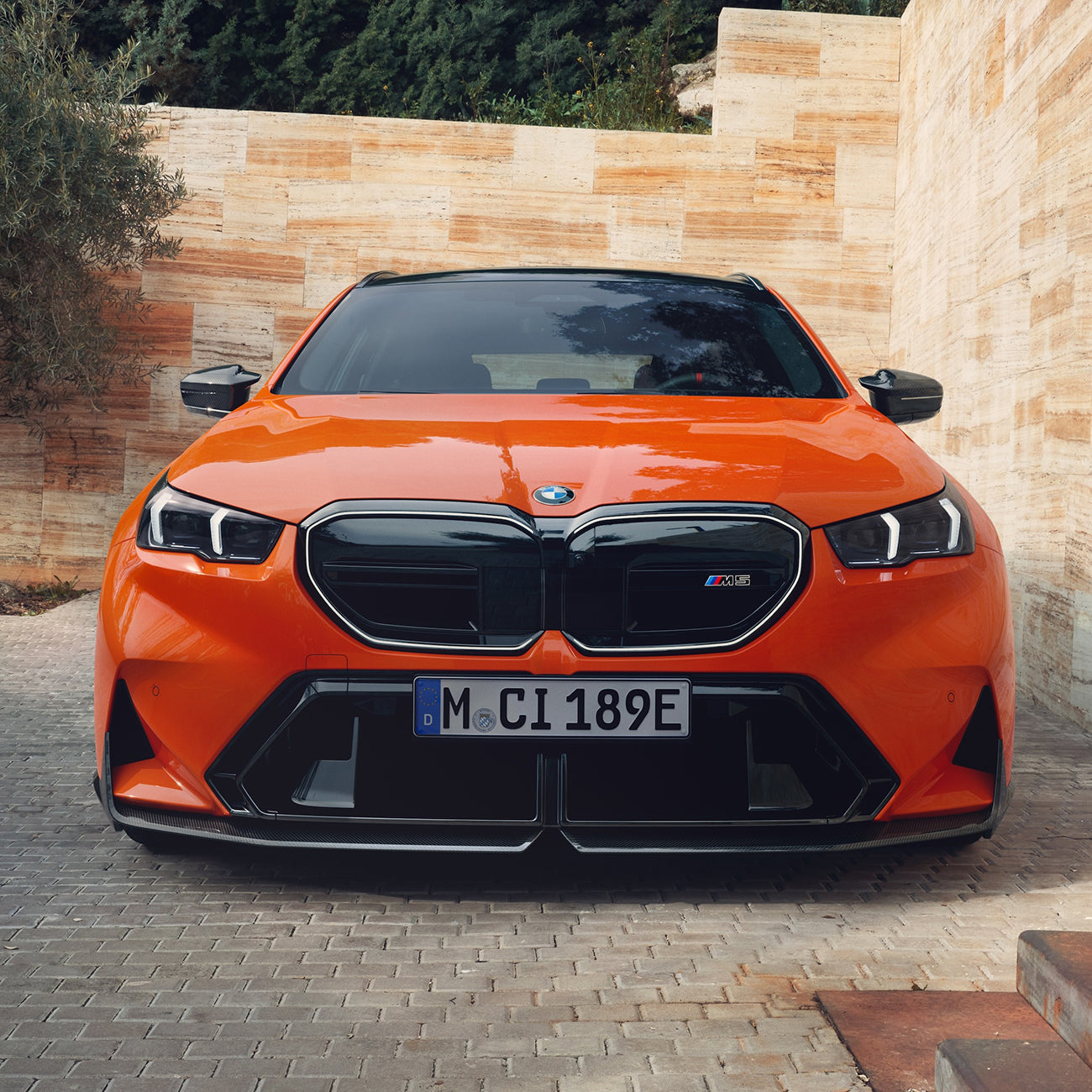 Carbon Fibre M Performance Front Splitter installed on BMW M5 G90 - Front View