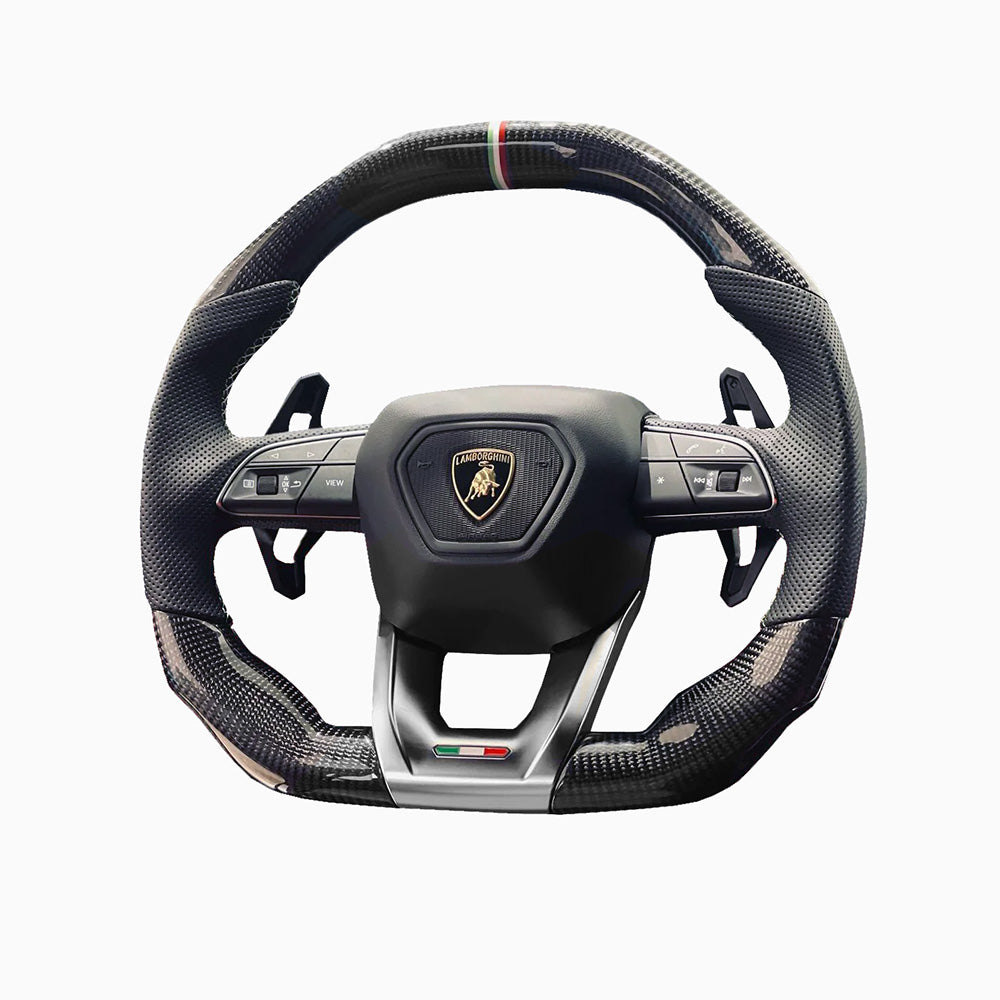 Angle View of Custom Carbon Fibre Steering Wheel for Lamborghini Urus