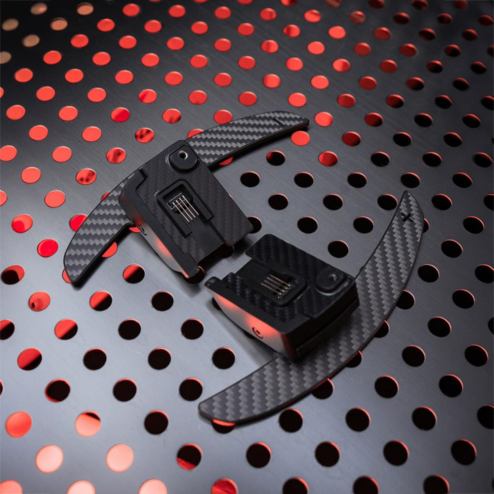 Magnetic Carbon Fibre Shift Paddles - Side Angle View