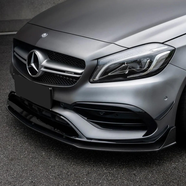 Mercedes A45 W176 with Carbon Fibre Front Splitter Installed - Side View