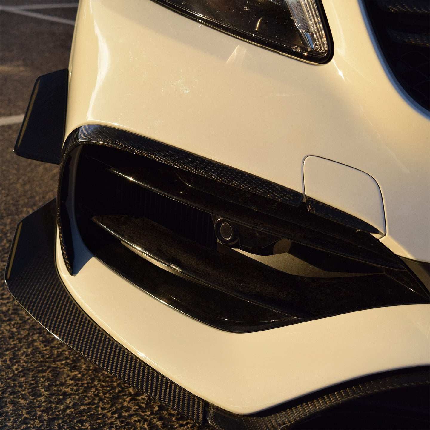 Mercedes A45 W176 with Carbon Fibre OEM Front Splitter Installed - Front View