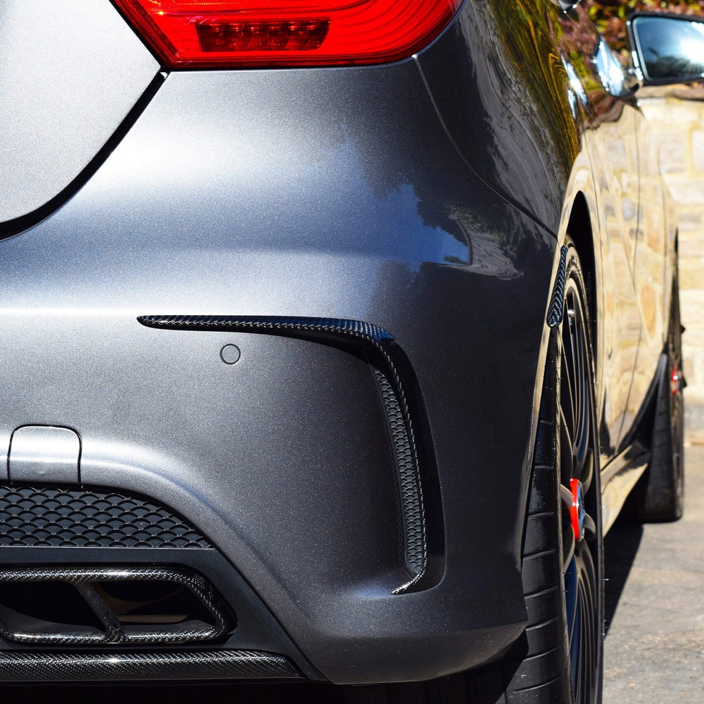 Mercedes A45 W176 with Carbon Fibre Rear Bumper Inserts Installed - Rear View