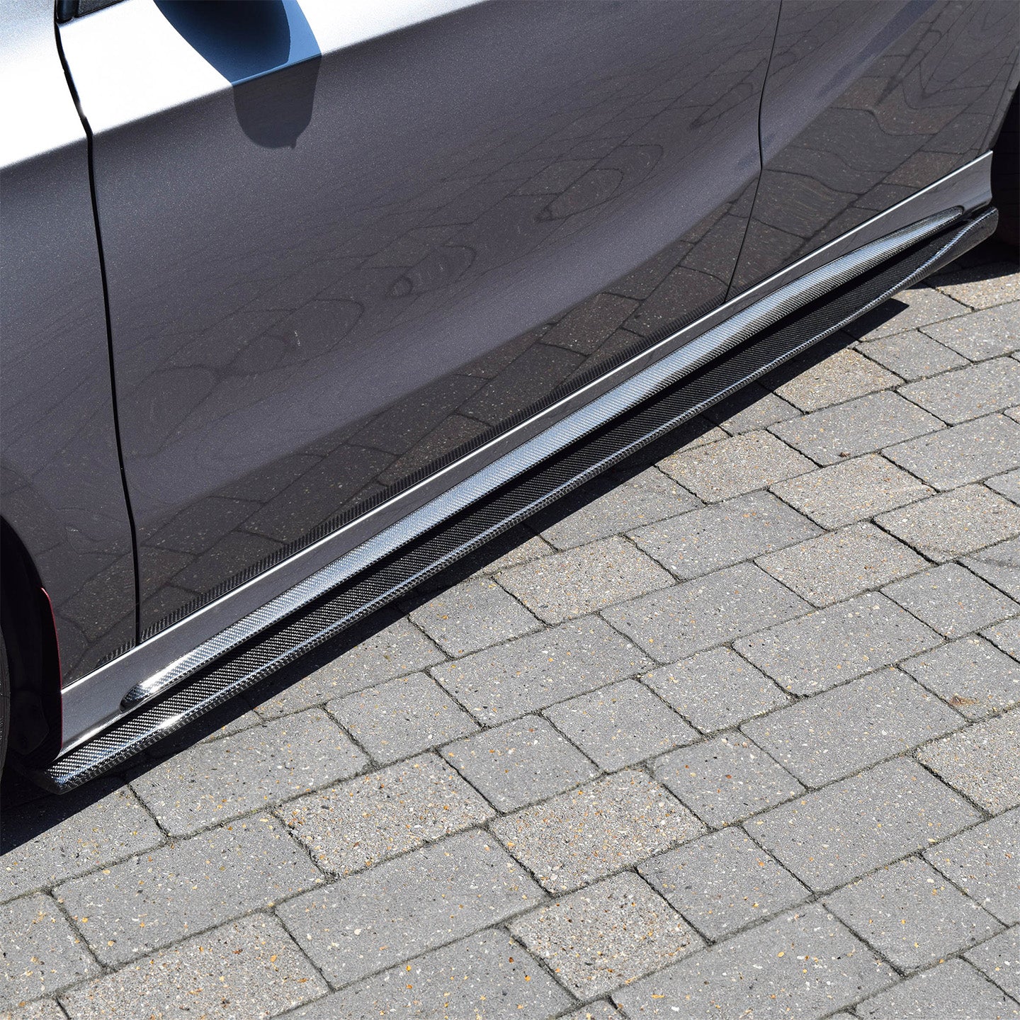 Front View of Mercedes A45 W176 with Carbon Fibre Side Skirts Installed