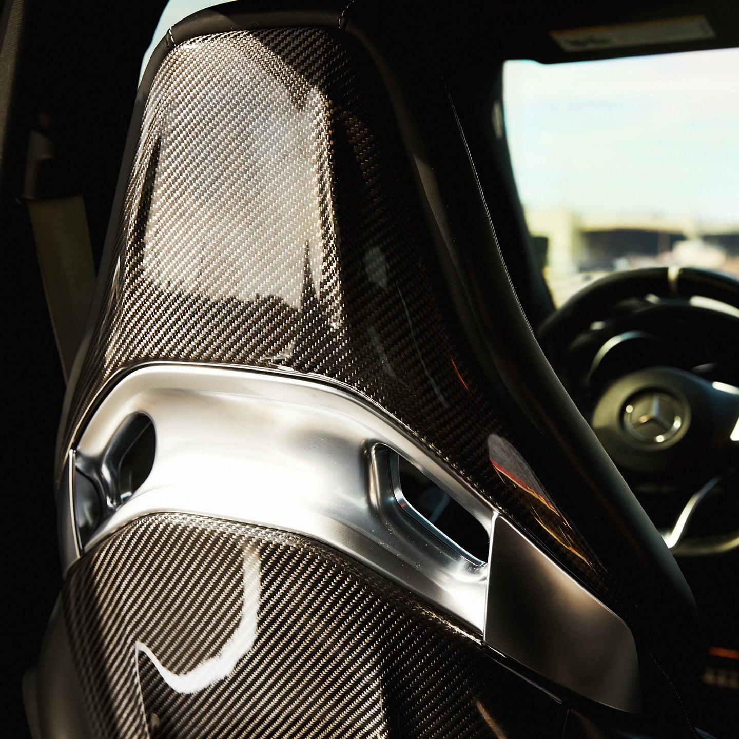 Mercedes C63 AMG with Carbon Fibre Seatbacks Installed - Rear View