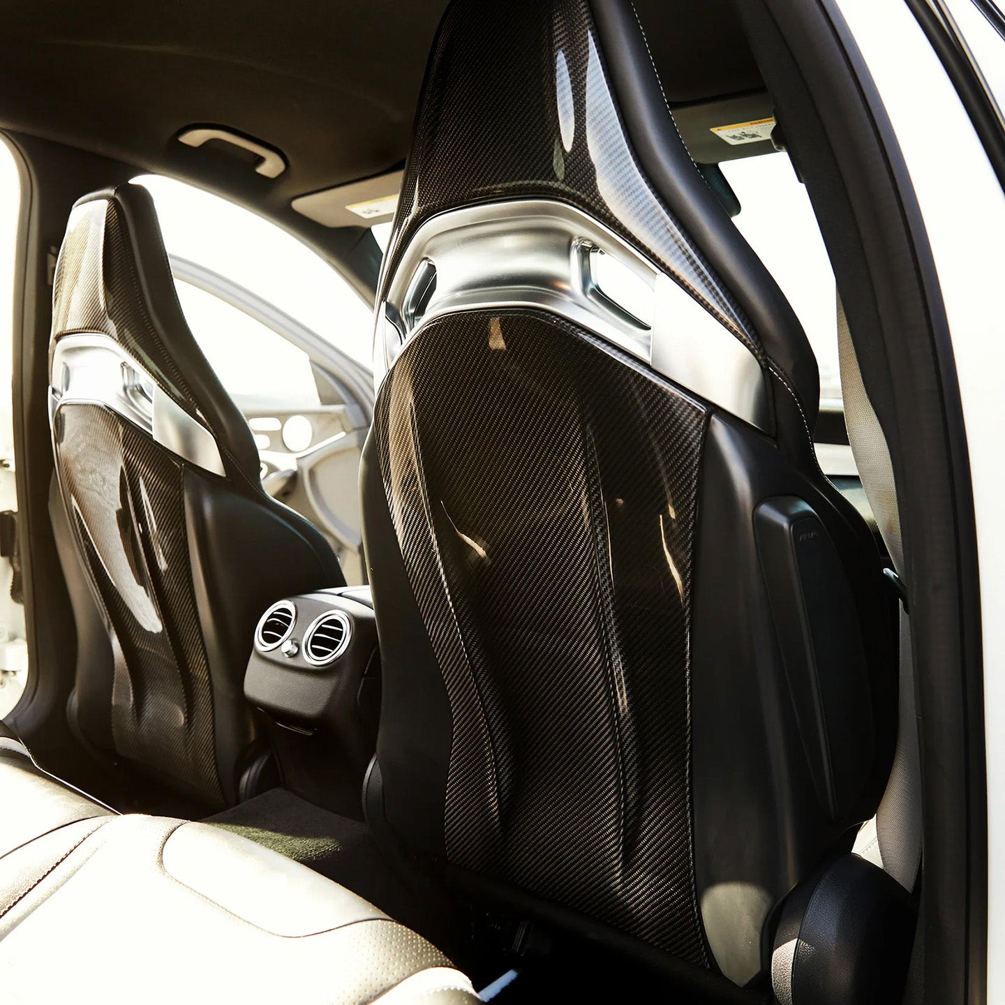 Mercedes C63 AMG with Carbon Fibre Seatbacks Installed - Side View