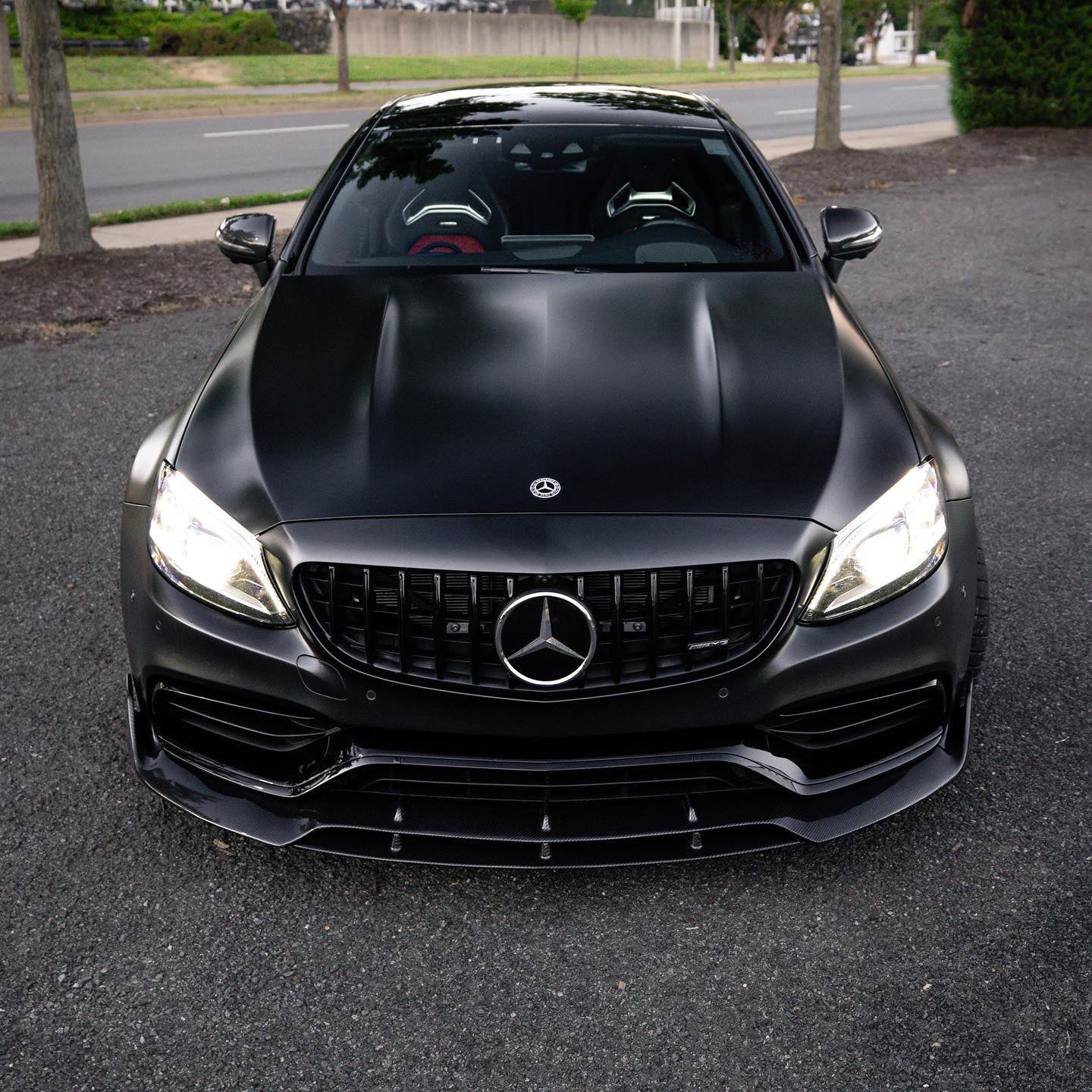 Mercedes C63 AMG W205 with Carbon Fibre Brabus Front Splitter Installed - Front View