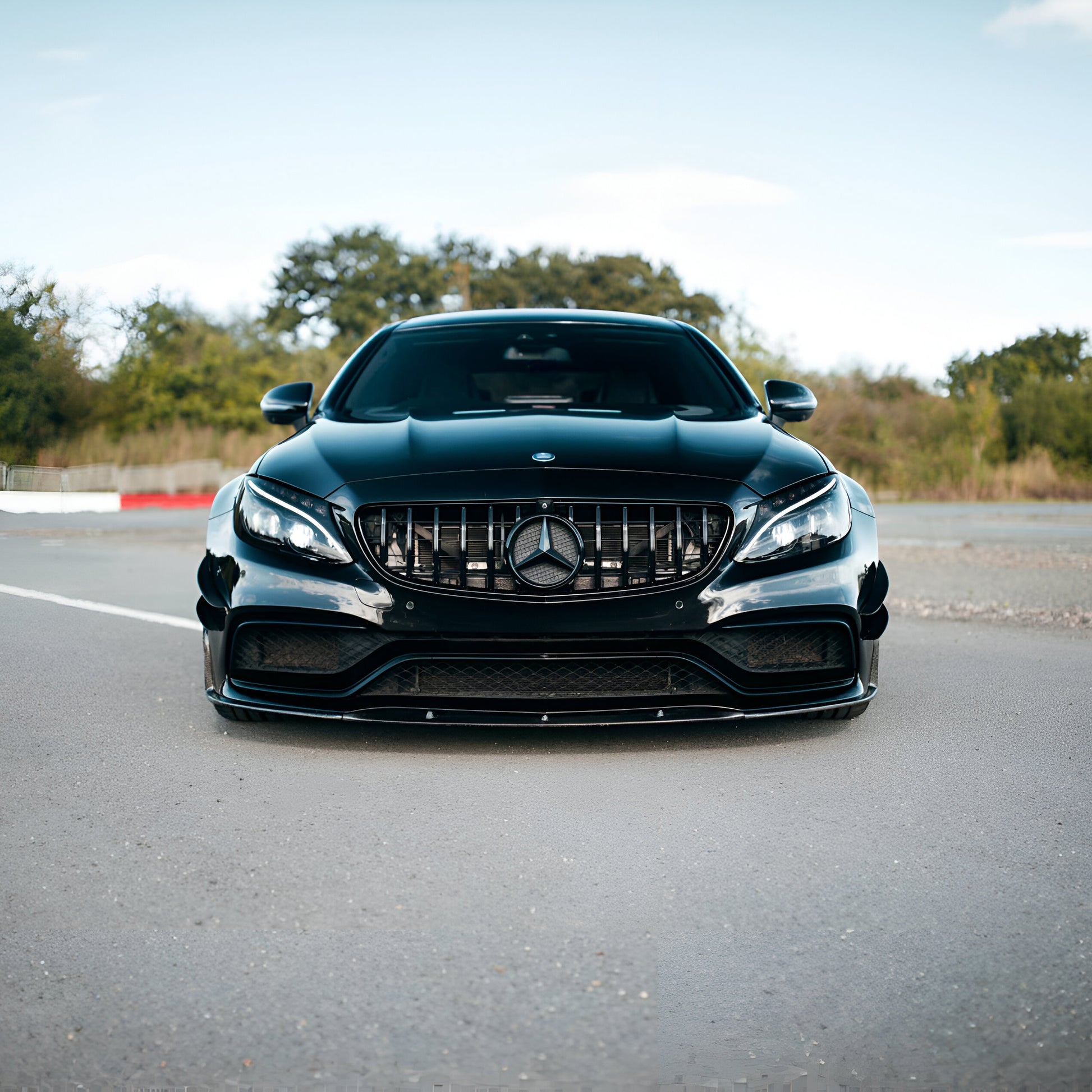 Mercedes C63 AMG W205 with Carbon Fibre Edition 1 Front Splitter Installed - Front View