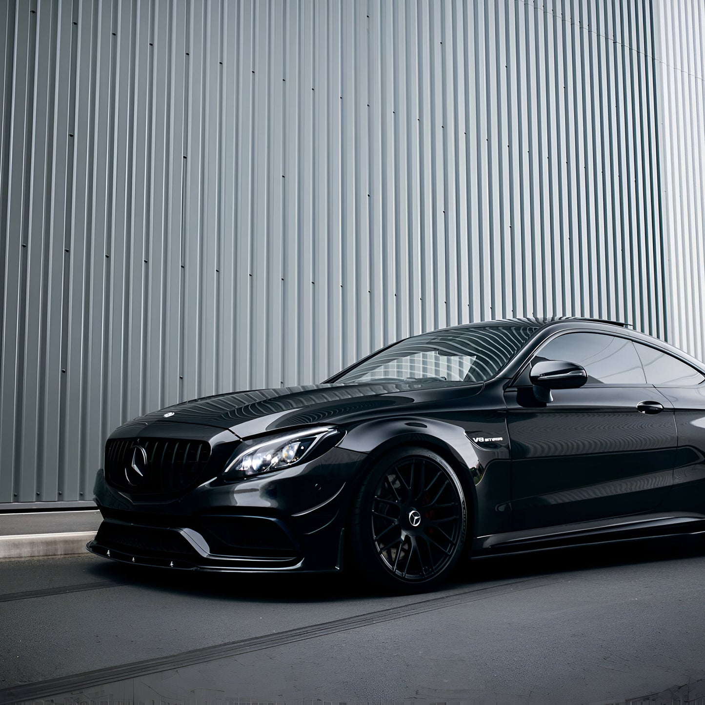 Mercedes C63 AMG W205 with Carbon Fibre Edition 1 Front Splitter Installed - Side View