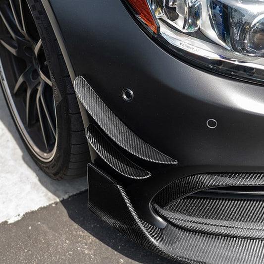 Side View of Mercedes C63 AMG W205 with Carbon Fibre Front Canards Installed