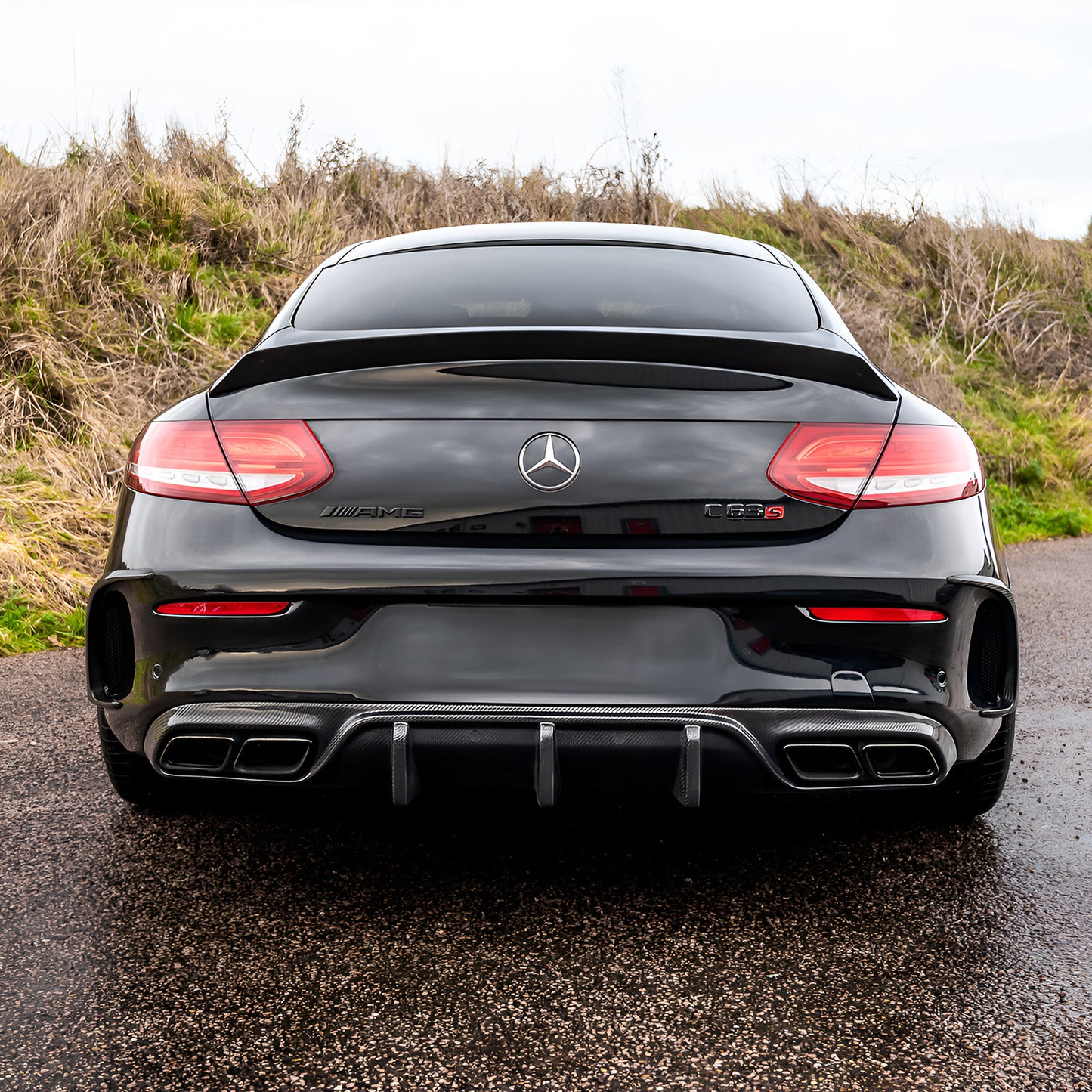 Mercedes C63 AMG W205 with Carbon Fibre OEM+ Rear Diffuser Installed - Rear View