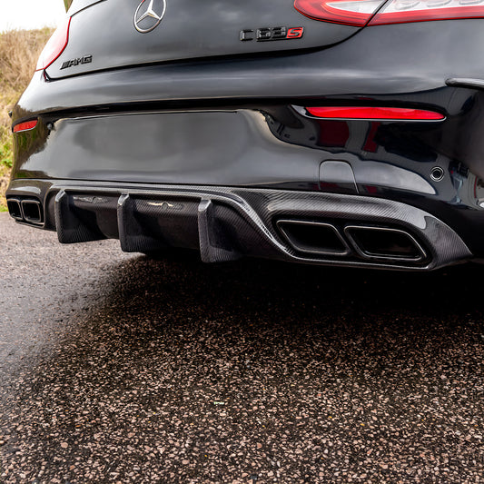 Mercedes C63 AMG W205 with Carbon Fibre OEM+ Rear Diffuser Installed - Side View