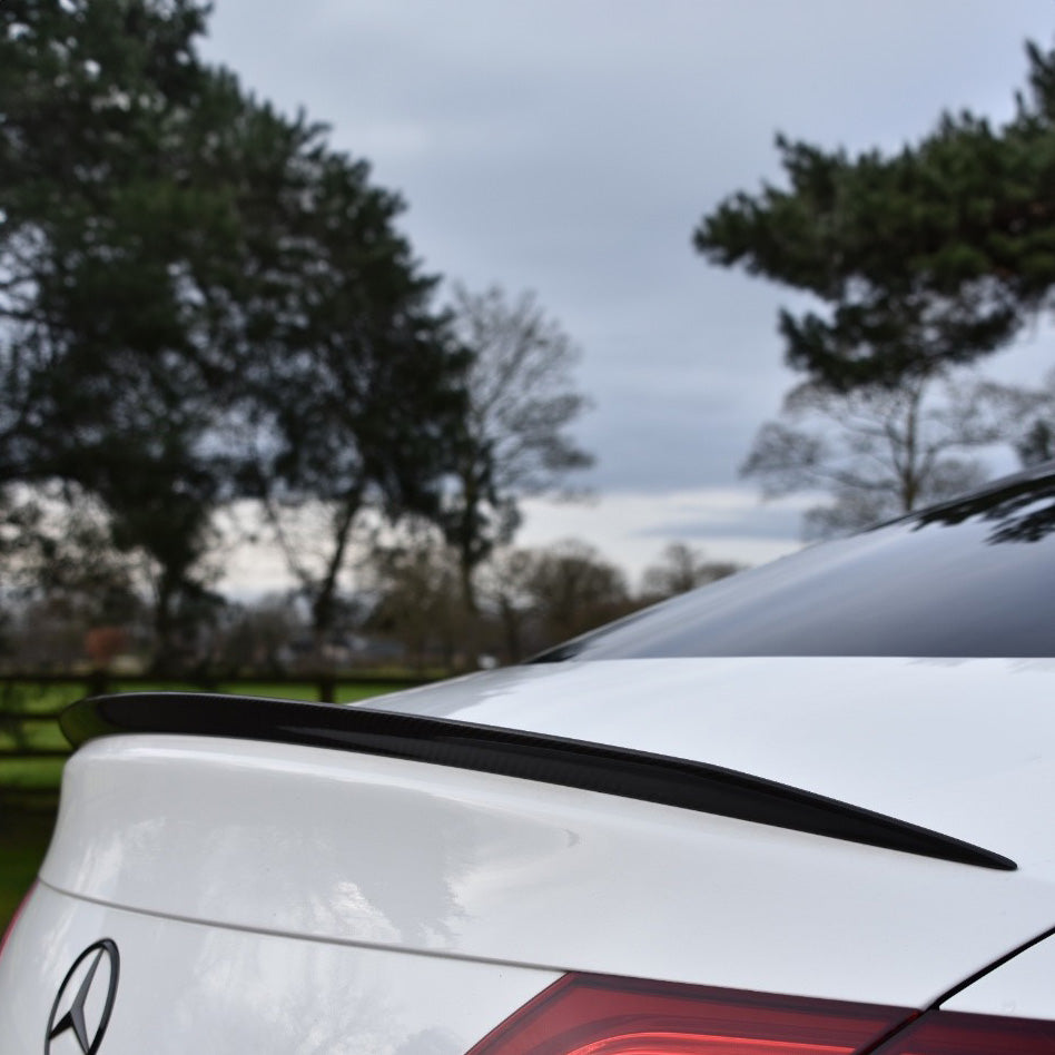 Mercedes C63 AMG W205 with Carbon Fibre OEM+ Rear Spoiler Installed - Rear View