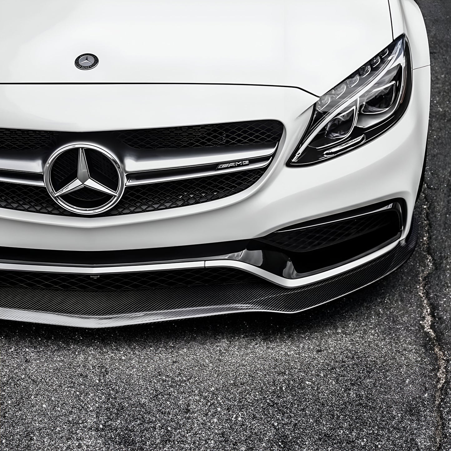 Mercedes C63 AMG W205 with Carbon Fibre PSM Front Splitter Installed - Front View