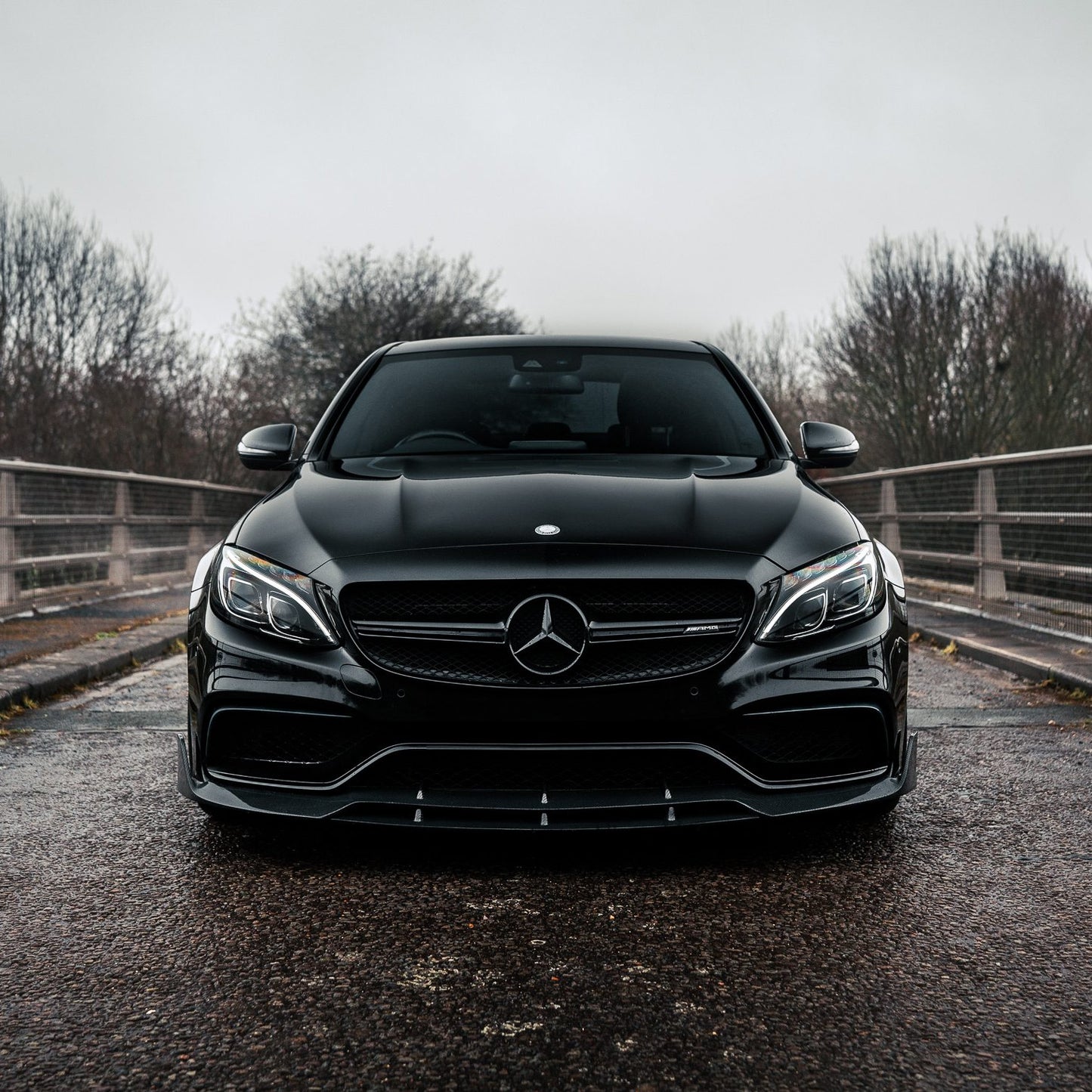 Mercedes C63 AMG W205 Saloon with Carbon Fibre Brabus Front Splitter Installed - Front View