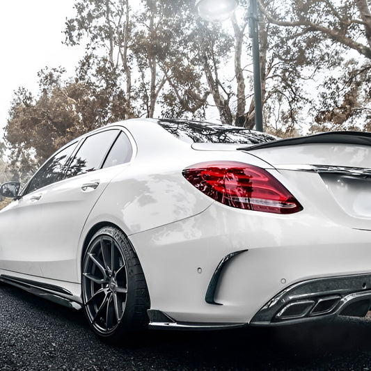 Side View of Mercedes C63 AMG W205 Saloon with Carbon Fibre Rear Side Winglets Installed