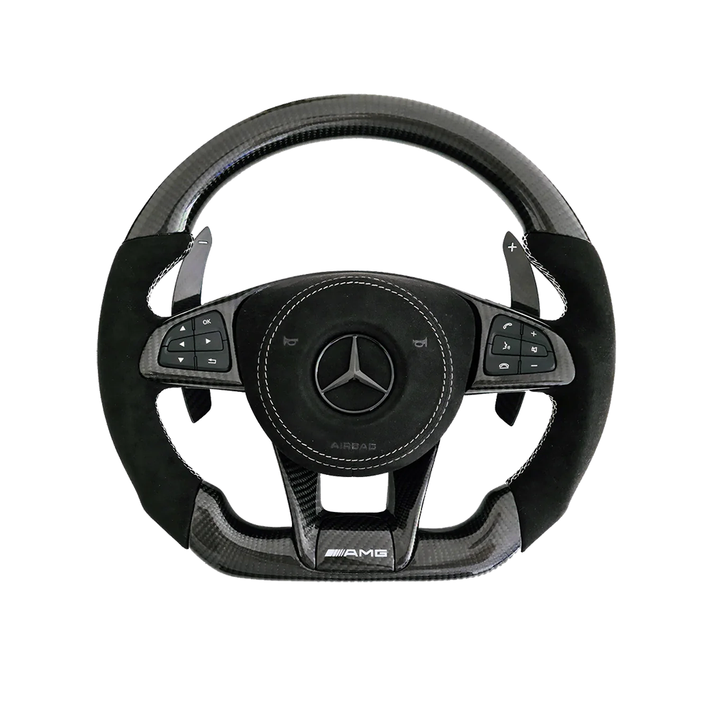 Customisable Carbon Fibre Steering Wheel for Mercedes AMG 2015 Style - Transparent View