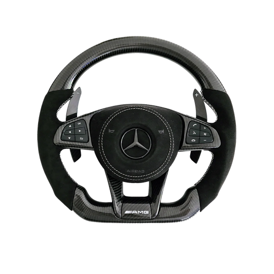 Customisable Carbon Fibre Steering Wheel for Mercedes AMG 2015 Style - Transparent View