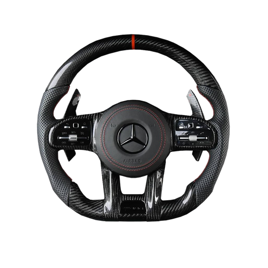 Customisable Carbon Fibre Steering Wheel for Mercedes AMG 2018 Style - Transparent View