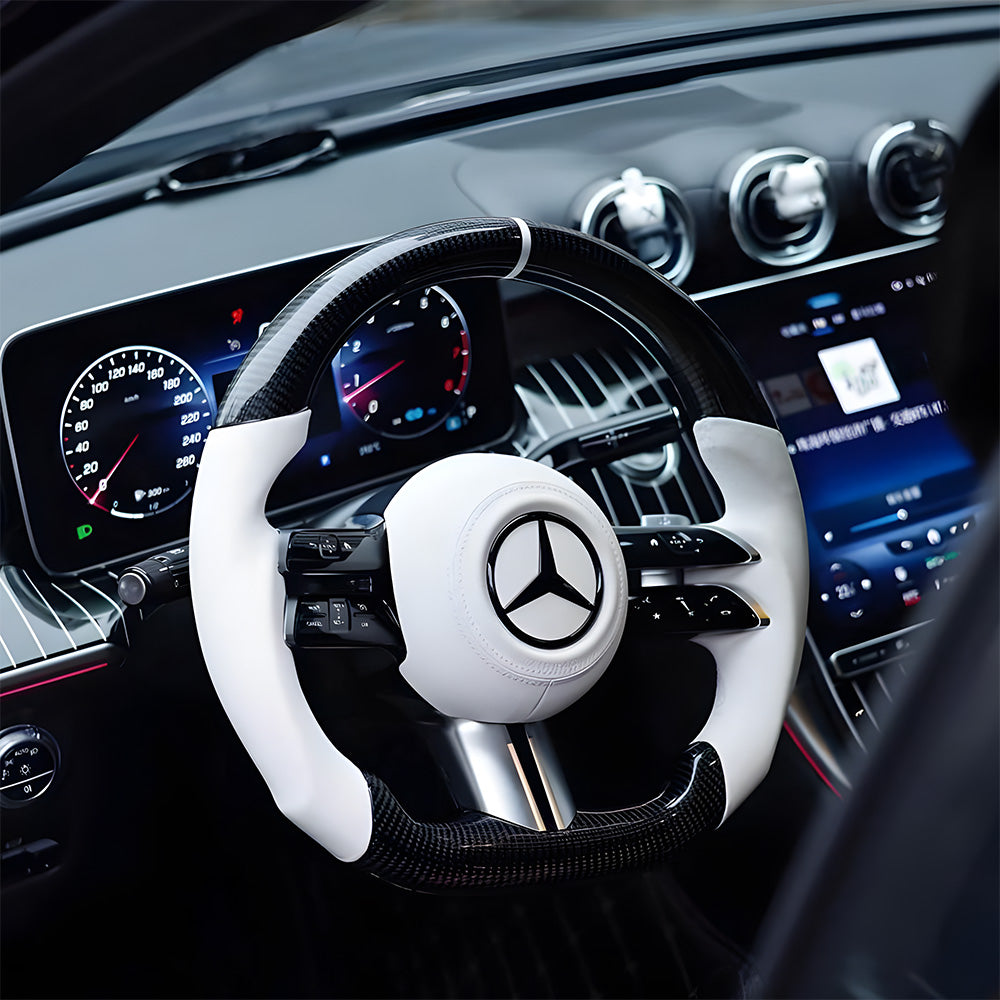 Side View of Mercedes AMG 2021 Style Steering Wheel Installed