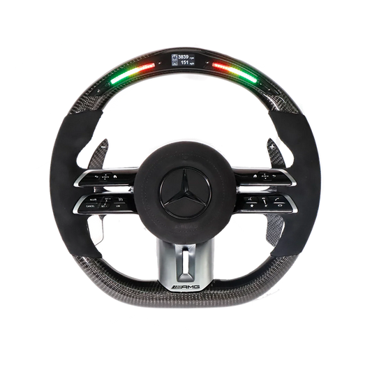 Customisable Carbon Fibre Steering Wheel for Mercedes AMG 2021 Style - Transparent View