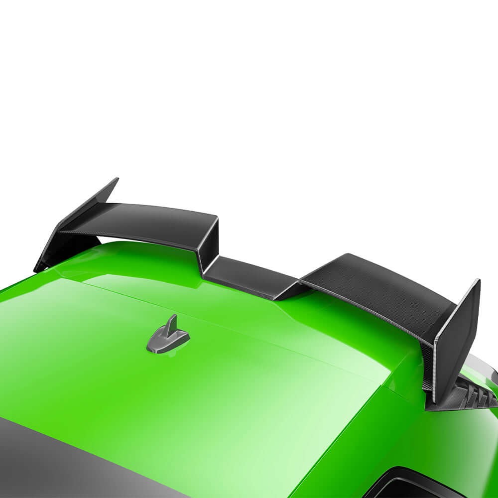 SOOQOO carbon fibre top spoiler on Audi RS3 (8Y), top angle detail