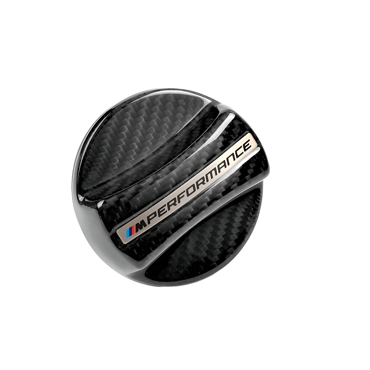 BMW M Performance carbon fibre fuel filler cap cover – front view transparent
