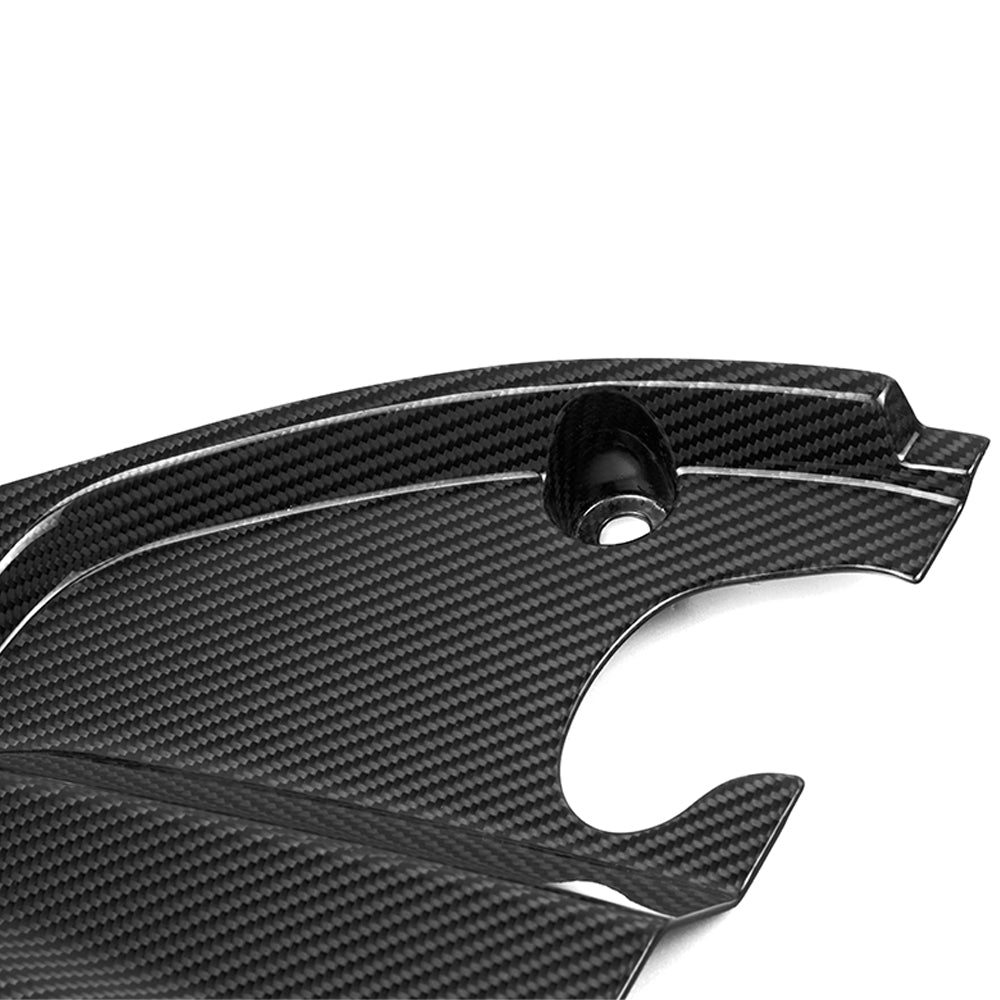 SOOQOO carbon fibre engine bay trim for BMW M2 (G87), panel close-up with cut-out detail
