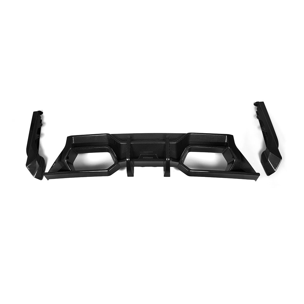 SOOQOO carbon fibre Rear Diffuser V1 for BMW M2 (G87), front view product shot