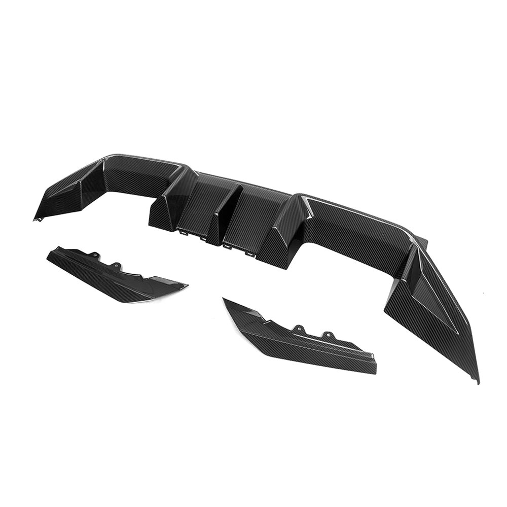 SOOQOO carbon fibre Rear Diffuser V2 for BMW M2 (G87), top view product shot