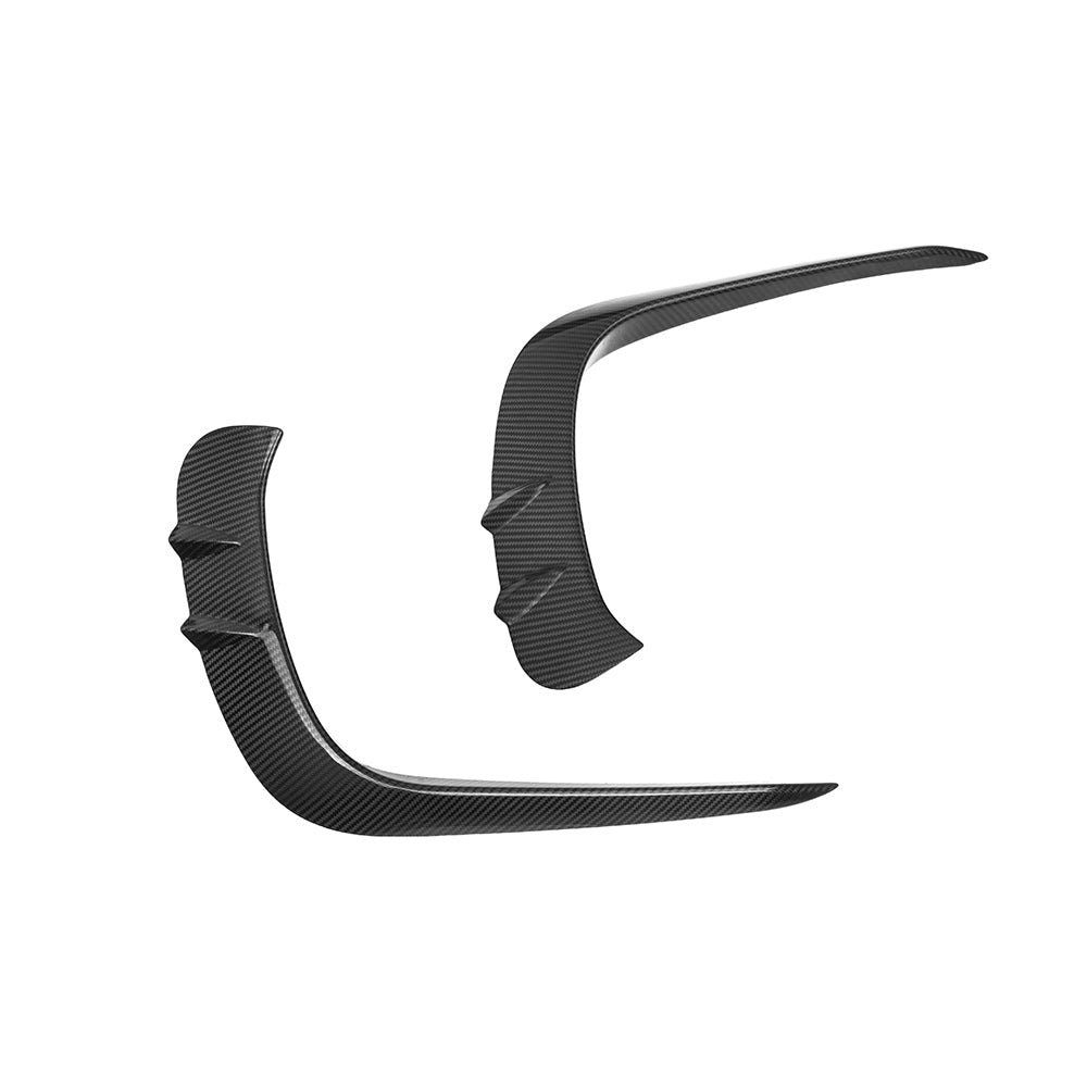 SOOQOO carbon fibre front bumper inserts set for Mercedes CLE53 AMG (C236), pair shown in studio view