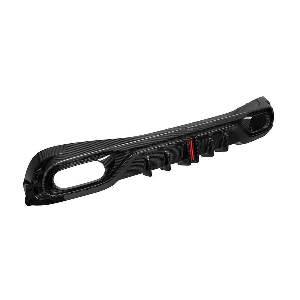 SOOQOO carbon fibre rear diffuser for Mercedes CLE53 AMG (C236), angled product shot