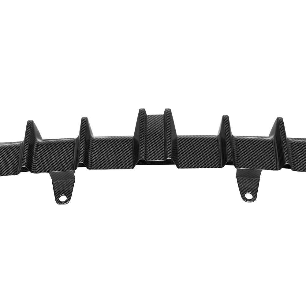 SOOQOO carbon fibre rear diffuser for Mercedes CLE53 AMG (C236), underside fins and mounting close-up