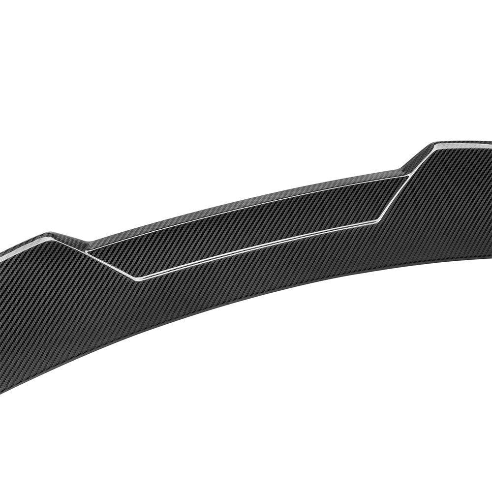 SOOQOO carbon fibre rear spoiler for Mercedes CLE53 AMG (C236), gloss weave close-up detail