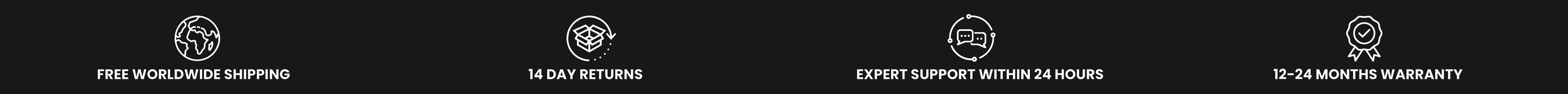 Carbon Noire free shipping, easy returns, 24 hour expert support and up to two year warranty